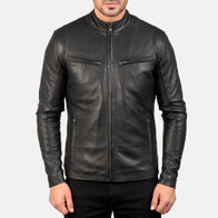 [FS] Ionic Black Leather Jacket by Dash Racegear - men Jacket view 4