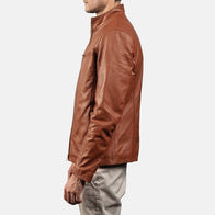 [FS] Ionic Brown Leather Biker Jacket by Dash Racegear - men Jacket view 5