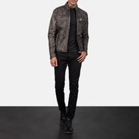 [FS] Ionic Distressed Brown Leather Biker Jacket by Dash Racegear - men Jacket view 4
