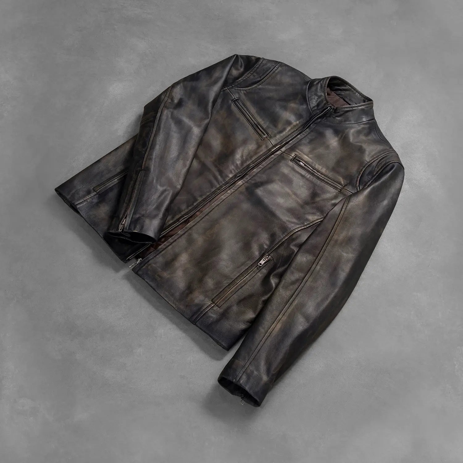 [FS] Ionic Distressed Brown Leather Biker Jacket by Dash Racegear - men Jacket view 8