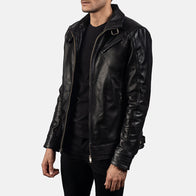 [FS] Legacy Black Leather Biker Jacket by Dash Racegear - men Jacket view 2