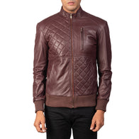 [FS] Moda Maroon Leather Bomber Jacket by Dash Racegear - men Jacket view 3