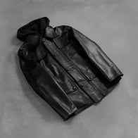 [FS] Moulder Hooded Black Leather Jacket by Dash Racegear - men Jacket view 7