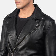 [FS] Noah Black Leather Biker Jacket by Dash Racegear - men Jacket view 5