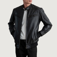 [FS] Sven Black Leather Bomber Jacket by Dash Racegear - men Jacket view 3