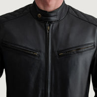 [FS] Sven Black Leather Bomber Jacket by Dash Racegear - men Jacket view 5