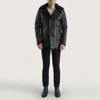 Furcliff Black Leather Coat by Dash Racegear - men Jacket view 4