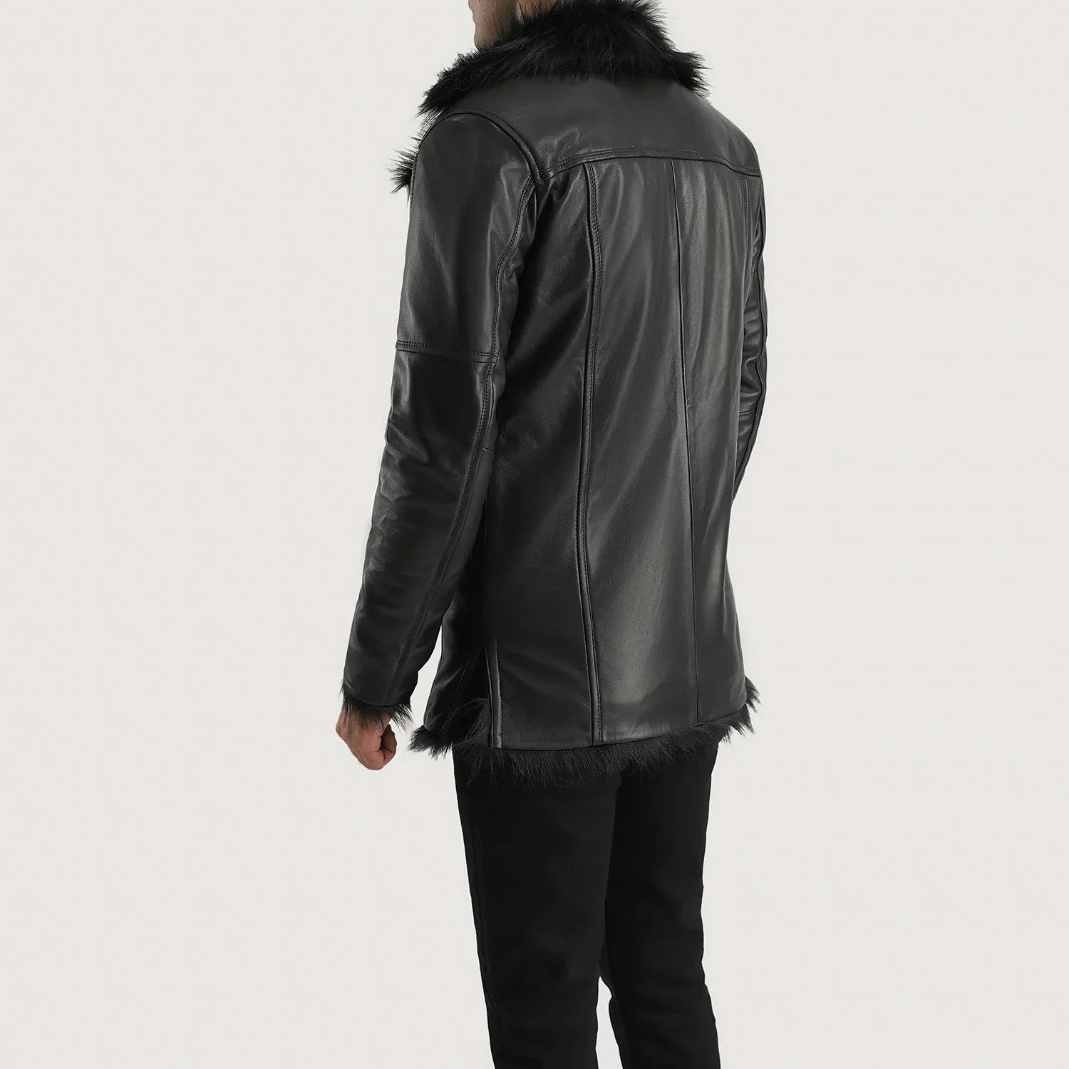 Furcliff Black Leather Coat by Dash Racegear - men Jacket view 5