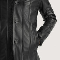 Furcliff Black Leather Coat by Dash Racegear - men Jacket view 6
