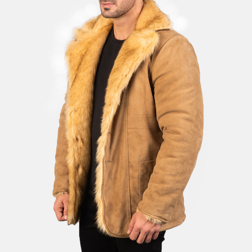 Furlong Beige Suede Leather Coat by Dash Racegear - men Jacket view 4