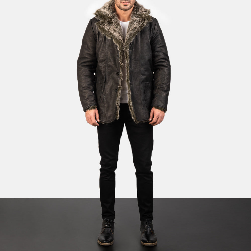 Furlong Black Leather Coat by Dash Racegear - men Jacket view 3