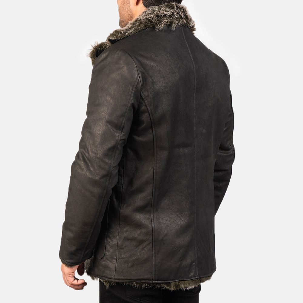 Furlong Black Leather Coat by Dash Racegear - men Jacket view 5