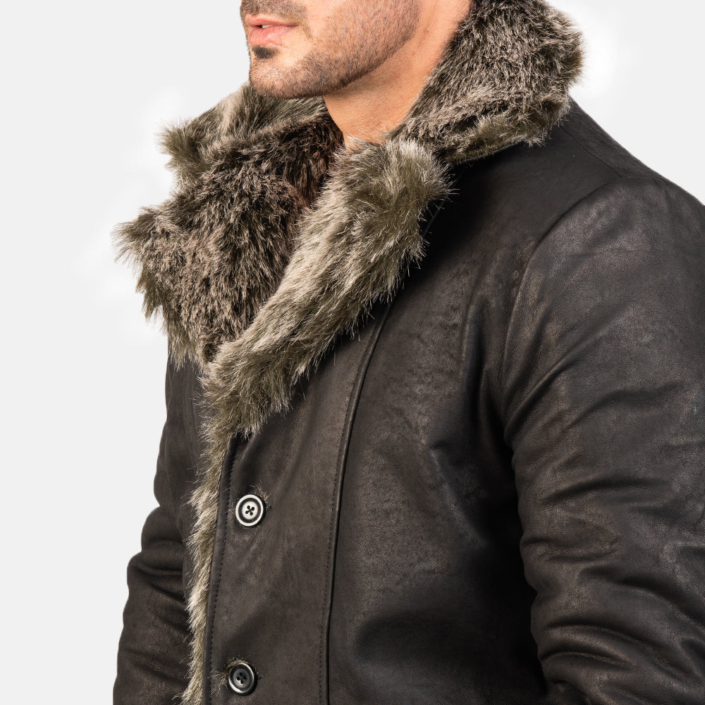 Furlong Black Leather Coat by Dash Racegear - men Jacket view 6