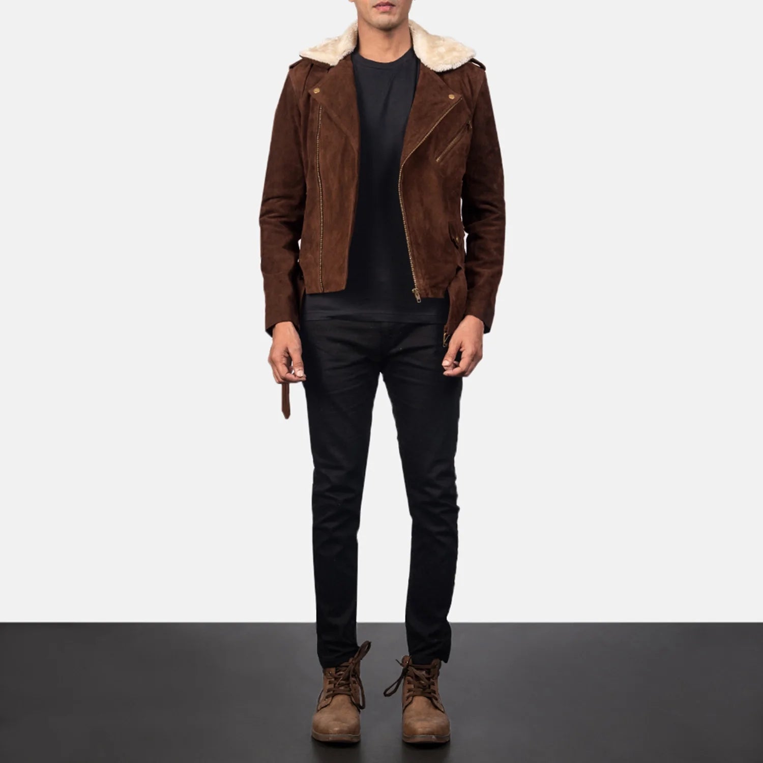 Furton Mocha Suede Biker Jacket by Dash Racegear - men Jacket view 3