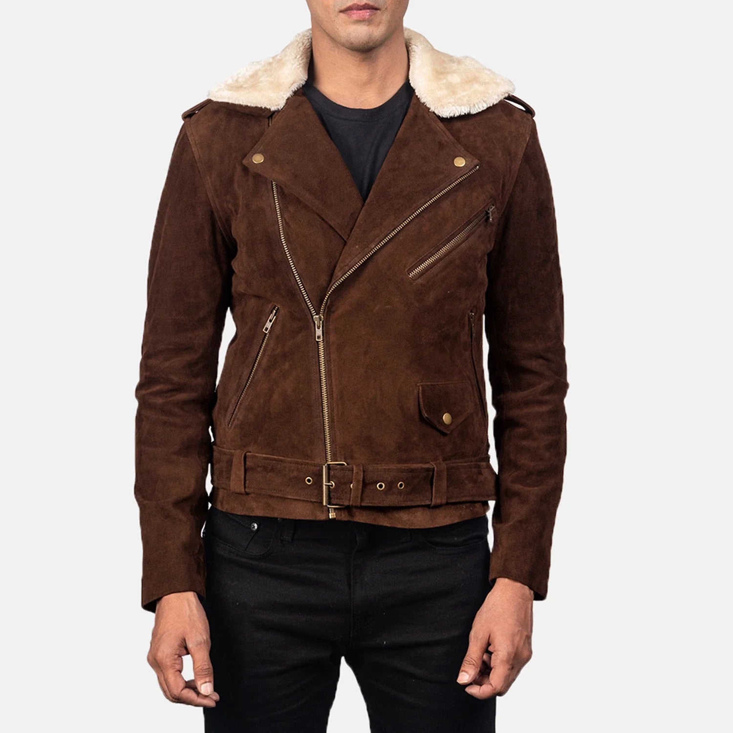 Furton Mocha Suede Biker Jacket by Dash Racegear - men Jacket view 4