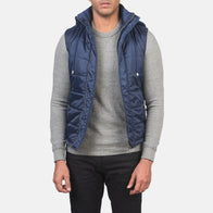 Fuston Blue Hooded Puffer Vest by Dash Racegear - men Jacket view 1