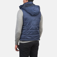 Fuston Blue Hooded Puffer Vest by Dash Racegear - men Jacket view 5