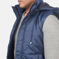 Fuston Blue Hooded Puffer Vest by Dash Racegear - men Jacket view 6