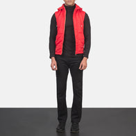 Fuston Red Hooded Puffer Vest by Dash Racegear - men Jacket view 3