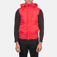 Fuston Red Hooded Puffer Vest by Dash Racegear - men Jacket view 4