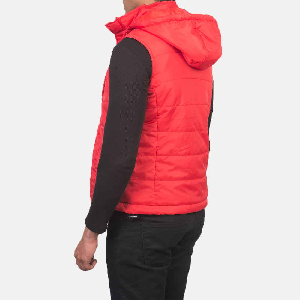 Fuston Red Hooded Puffer Vest by Dash Racegear - men Jacket view 5