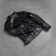 Gatsby Black Leather Biker Jacket by Dash Racegear - men Jacket view 7