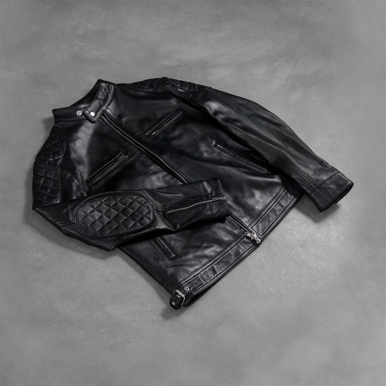 Gatsby Black Leather Biker Jacket by Dash Racegear - men Jacket view 7