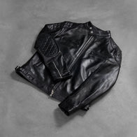 Gatsby Black Leather Biker Jacket by Dash Racegear - men Jacket view 8