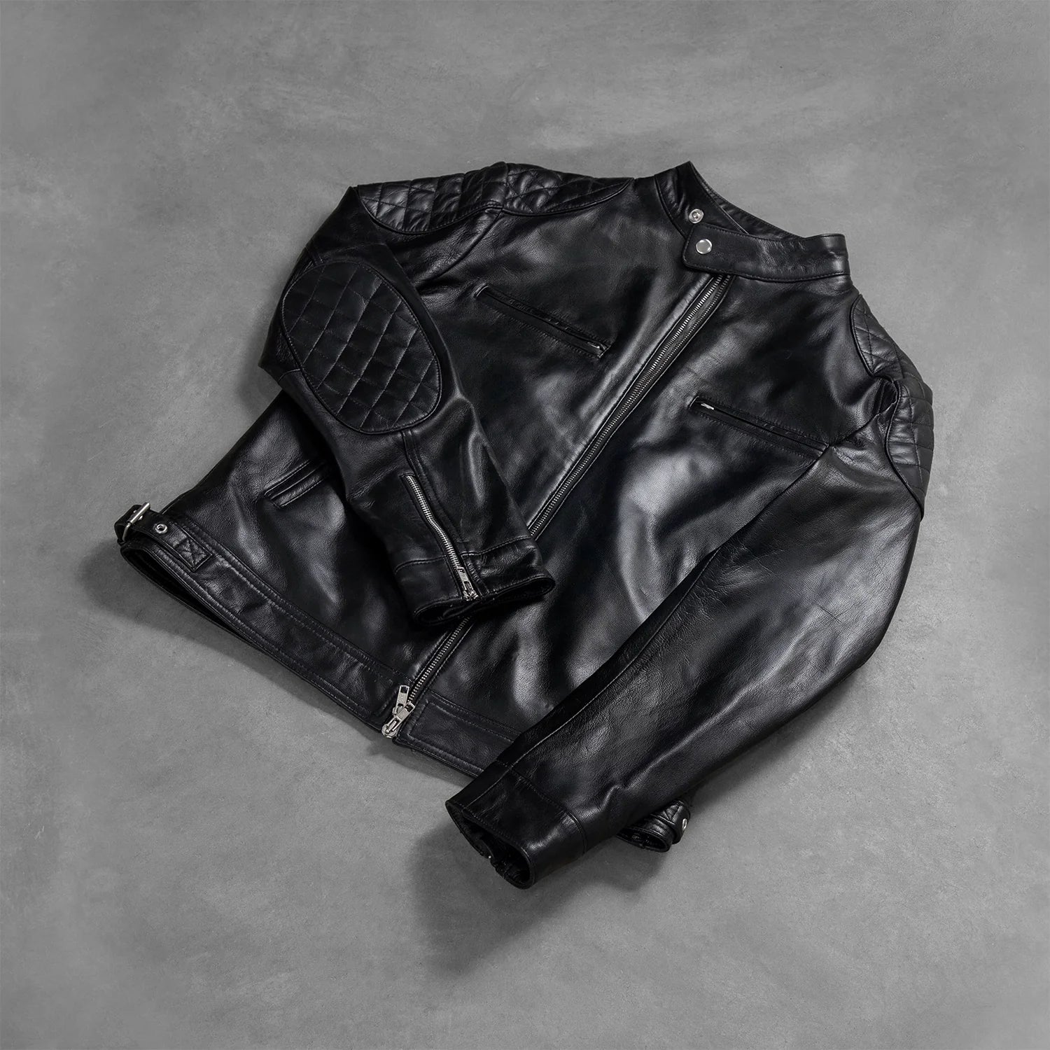 Gatsby Black Leather Biker Jacket by Dash Racegear - men Jacket view 8