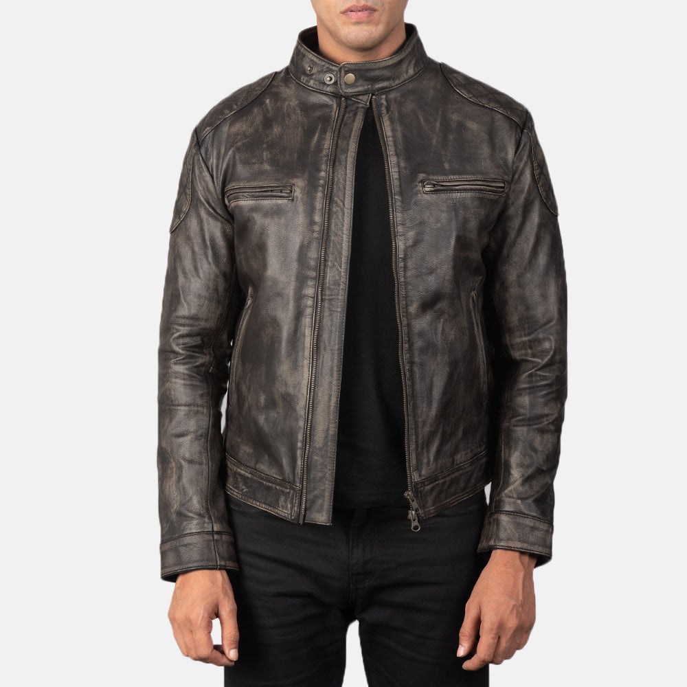 Gatsby Distressed Brown Leather Jacket by Dash Racegear - men Jacket view 1