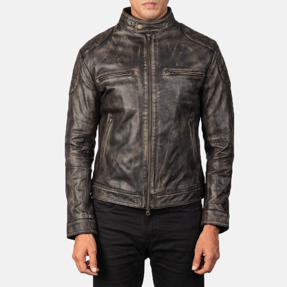 Gatsby Distressed Brown Leather Jacket by Dash Racegear - men Jacket view 3