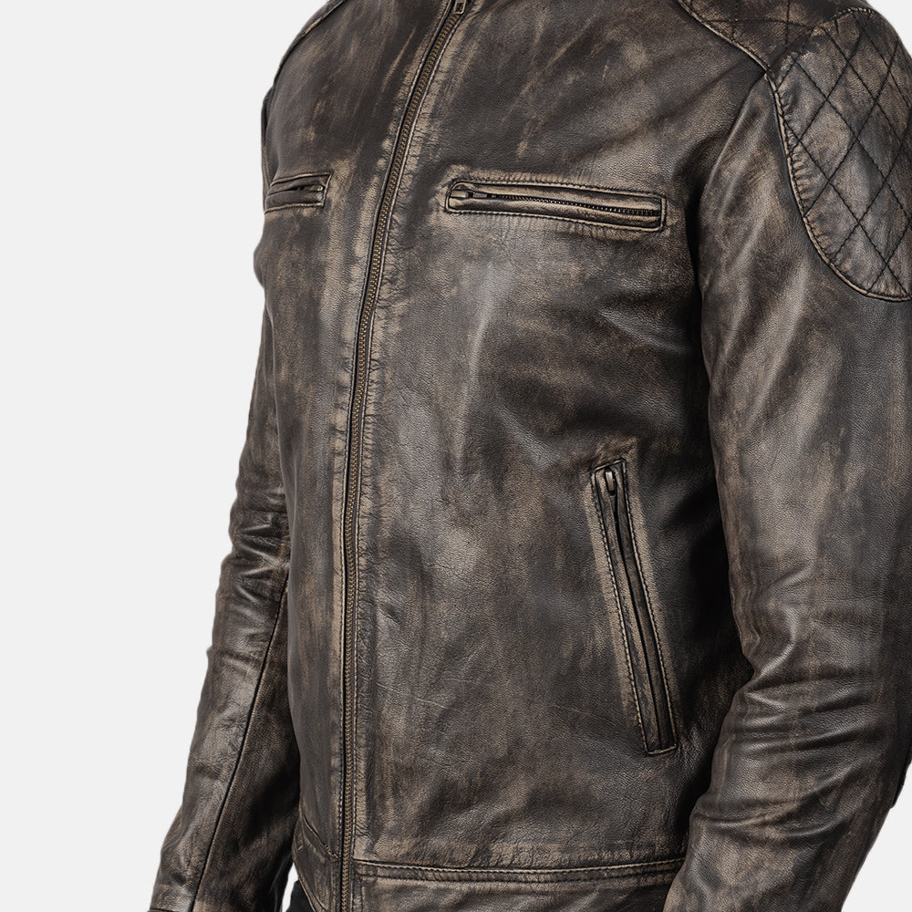 Gatsby Distressed Brown Leather Jacket by Dash Racegear - men Jacket view 6