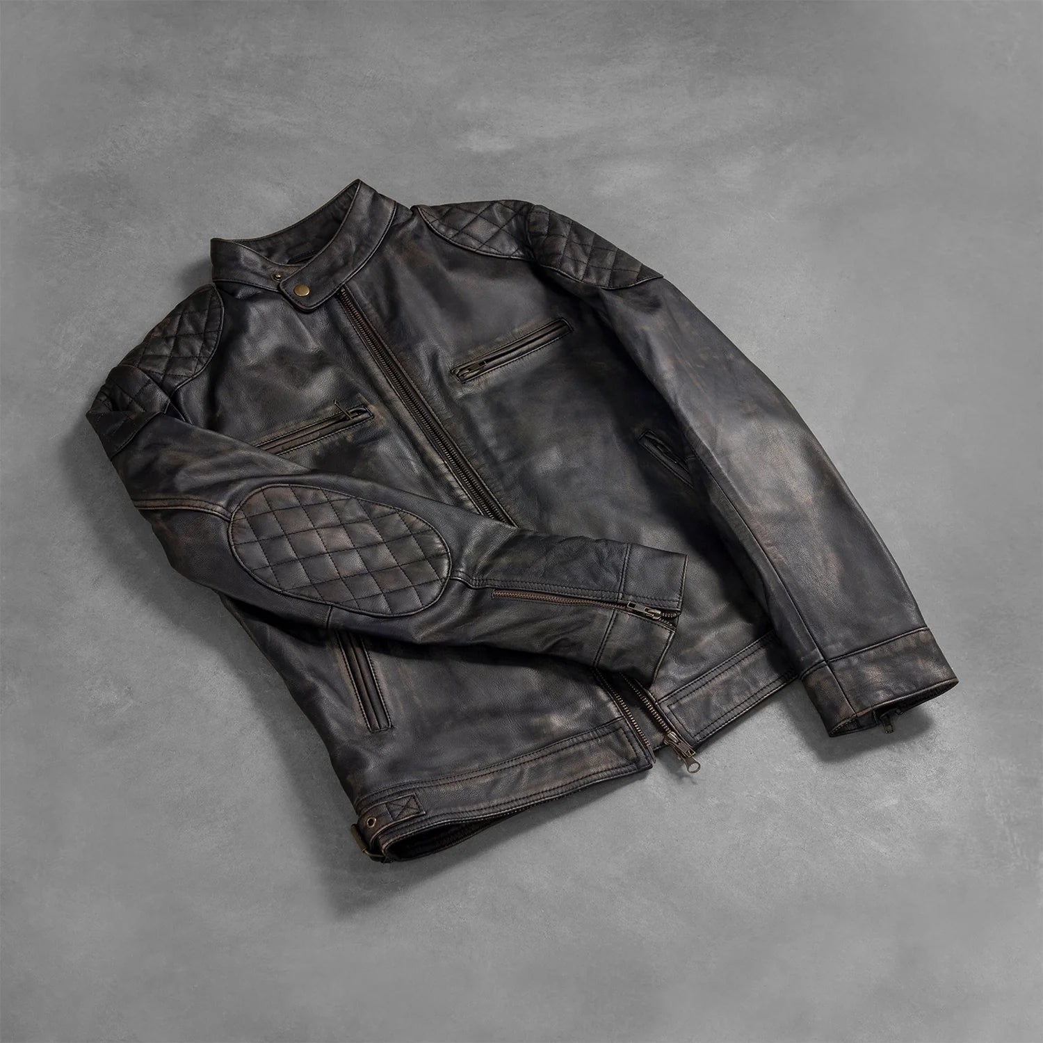 Gatsby Distressed Brown Leather Jacket by Dash Racegear - men Jacket view 7