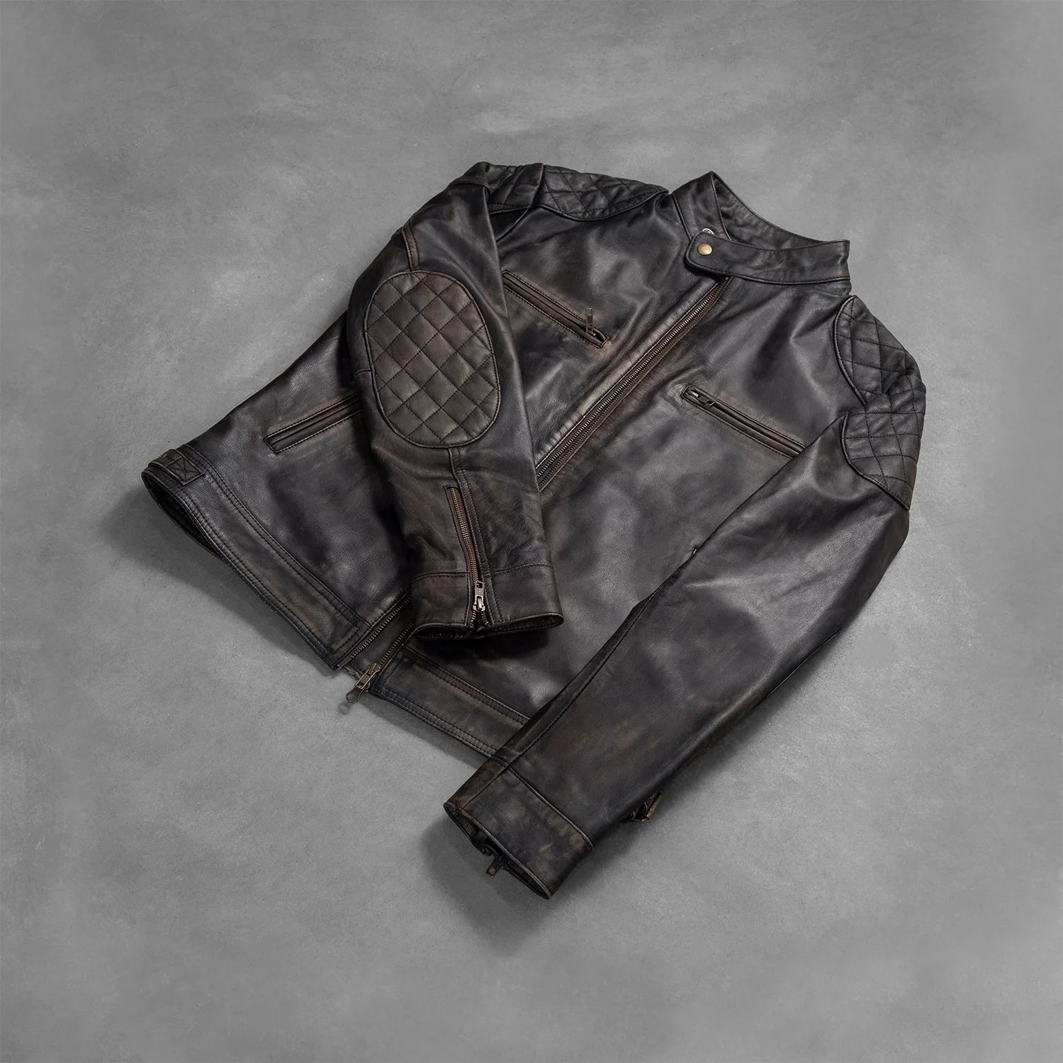 Gatsby Distressed Brown Leather Jacket by Dash Racegear - men Jacket view 8