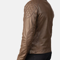 Gatsby Mocha Leather Biker Jacket by Dash Racegear - men Jacket view 6