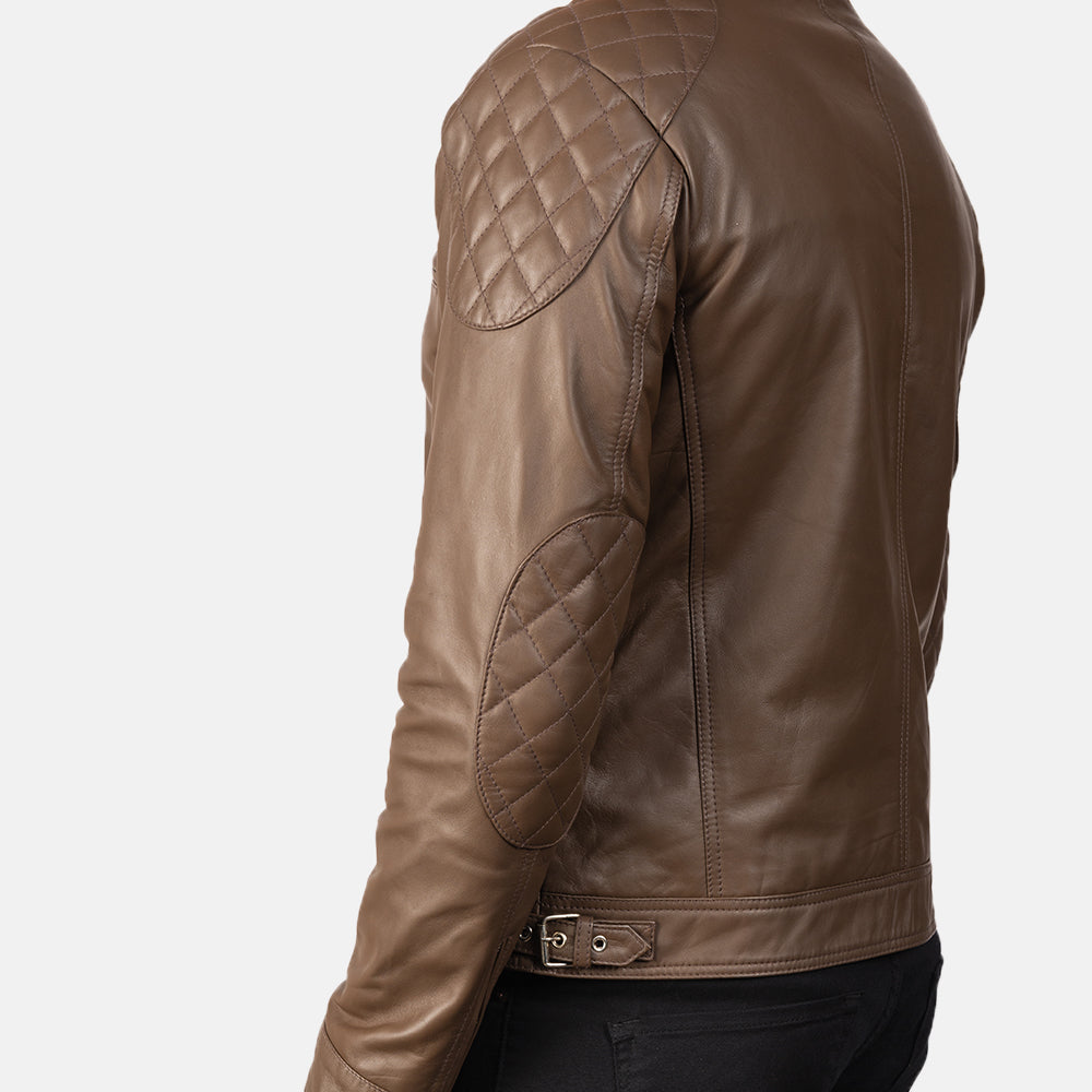 Gatsby Mocha Leather Biker Jacket by Dash Racegear - men Jacket view 6