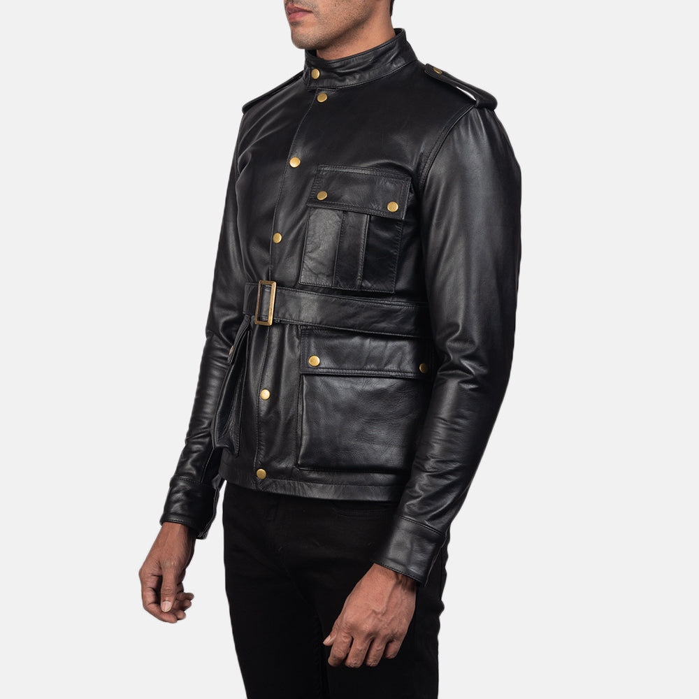 Germain Black Leather Jacket by Dash Racegear - men Jacket view 2