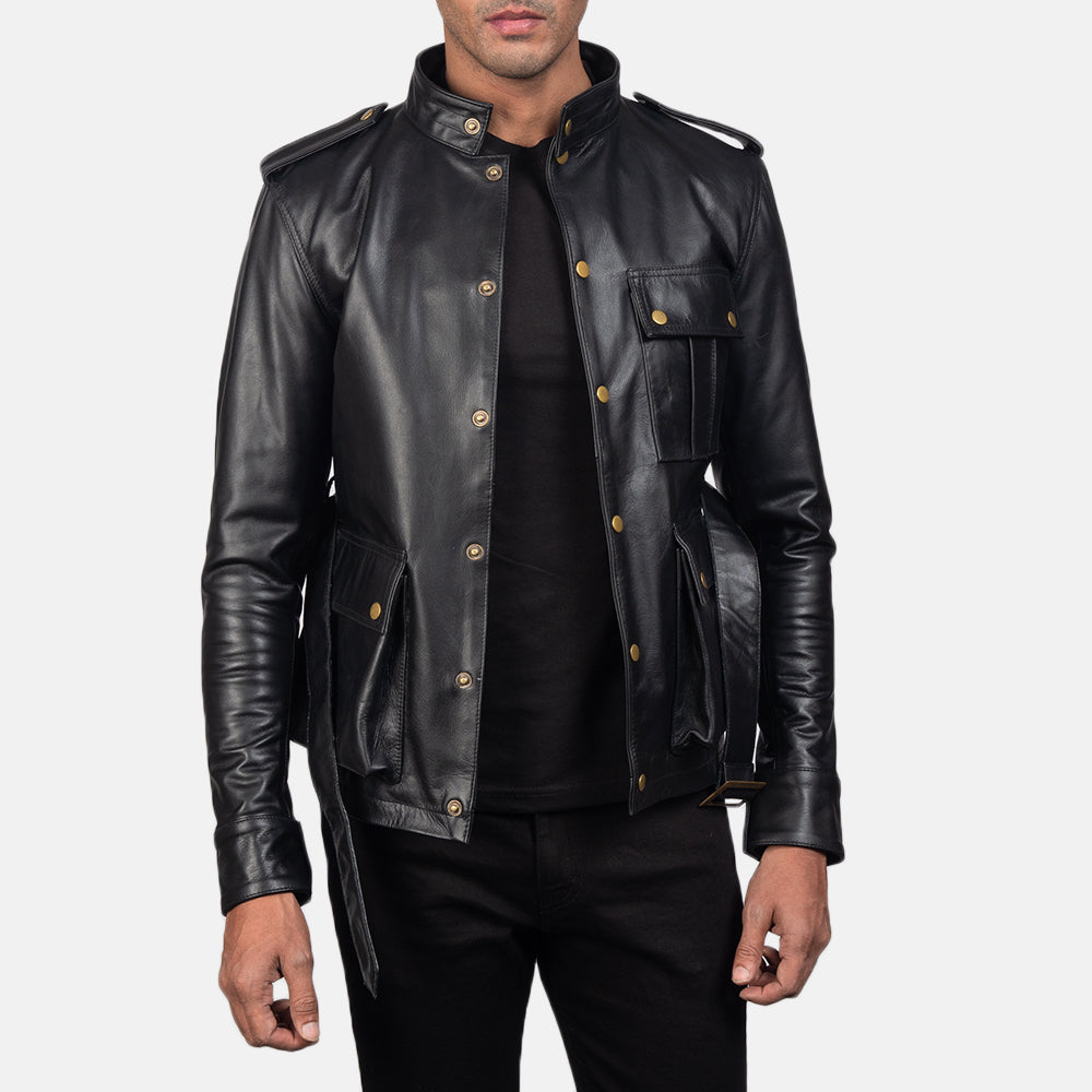Germain Black Leather Jacket by Dash Racegear - men Jacket view 3