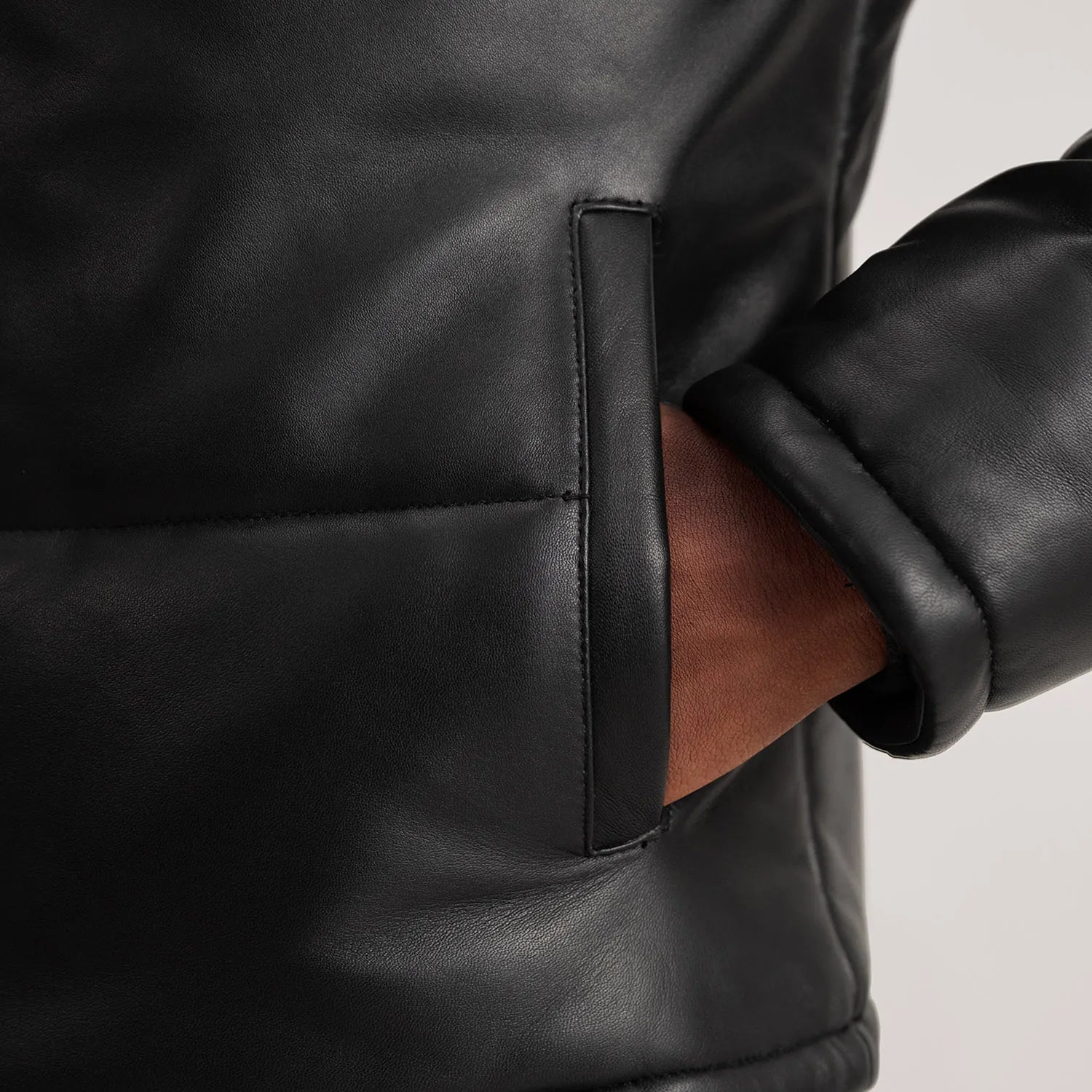 Gordon Black Hooded Leather Puffer Jacket by Dash Racegear - men Jacket view 6