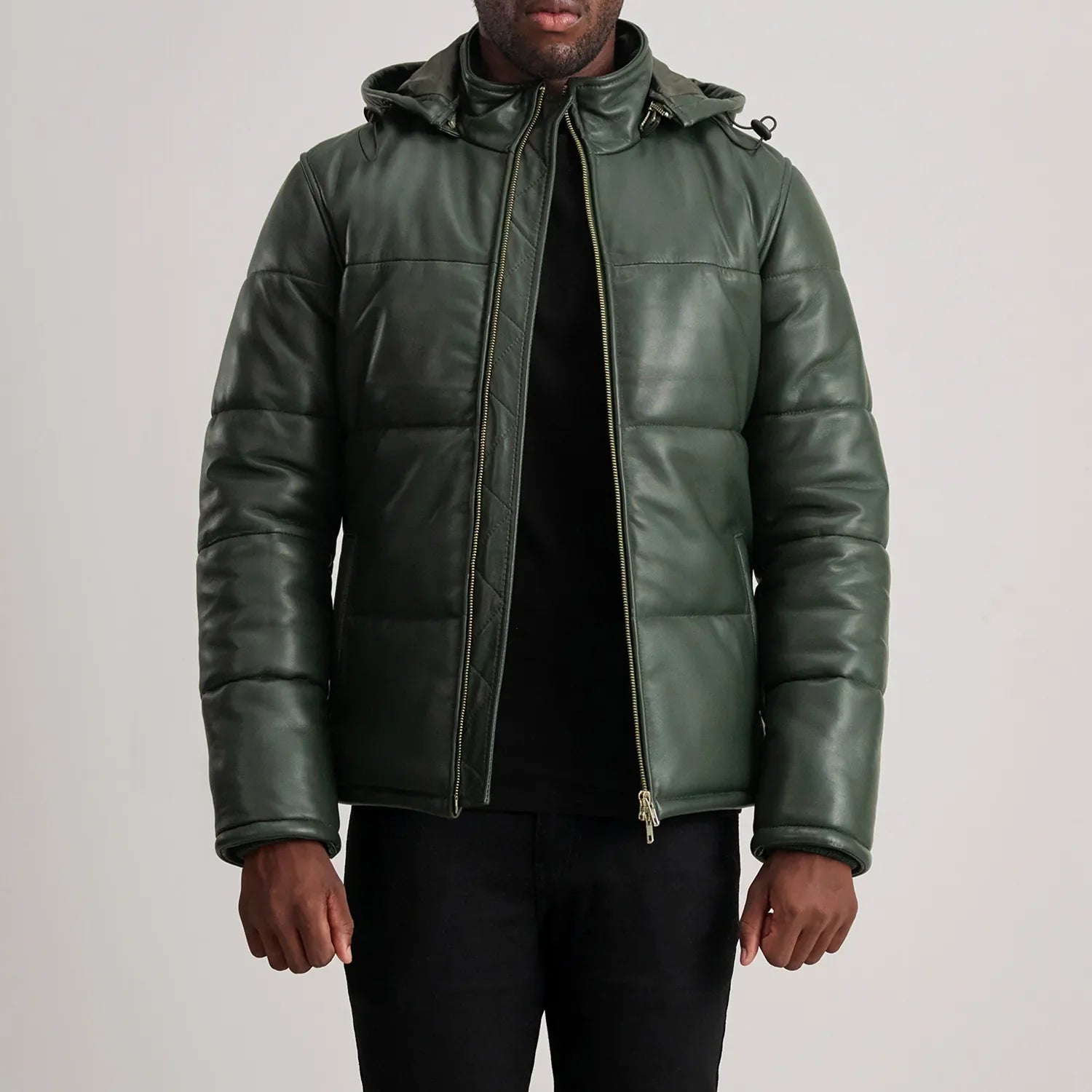 Gordon Green Hooded Leather Puffer Jacket by Dash Racegear - men Jacket view 1