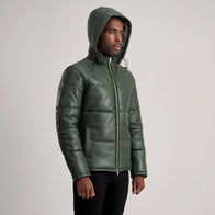 Gordon Green Hooded Leather Puffer Jacket by Dash Racegear - men Jacket view 2