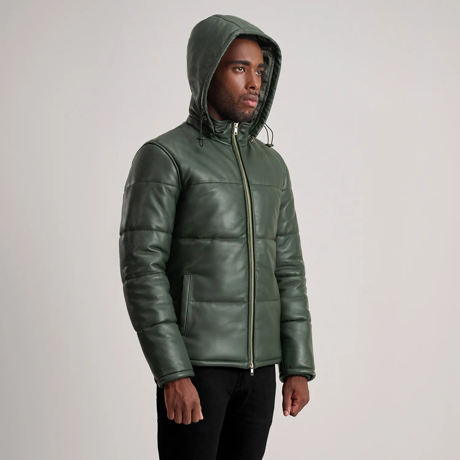Gordon Green Hooded Leather Puffer Jacket by Dash Racegear - men Jacket view 2