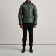 Gordon Green Hooded Leather Puffer Jacket by Dash Racegear - men Jacket view 3