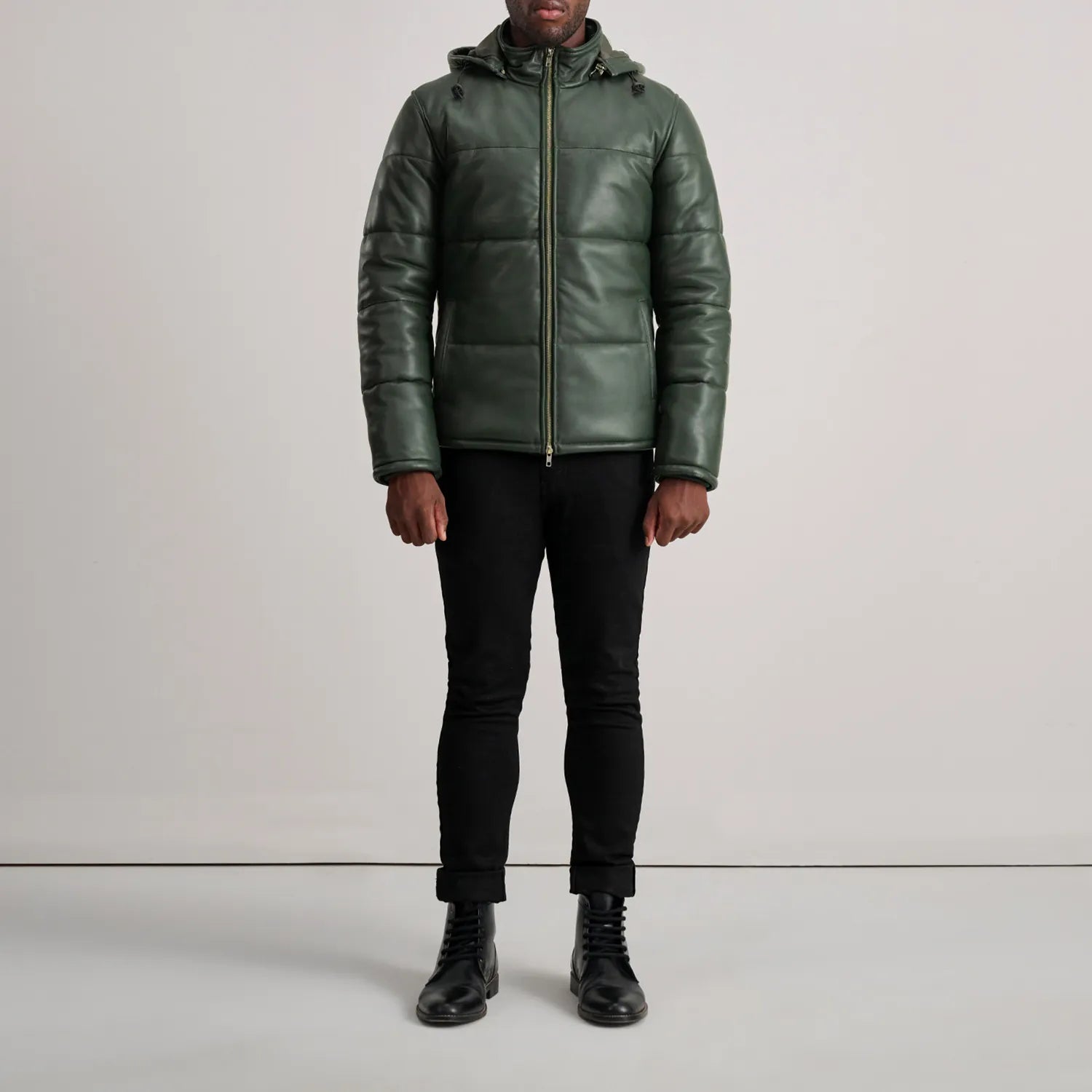Gordon Green Hooded Leather Puffer Jacket by Dash Racegear - men Jacket view 3