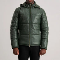 Gordon Green Hooded Leather Puffer Jacket by Dash Racegear - men Jacket view 4