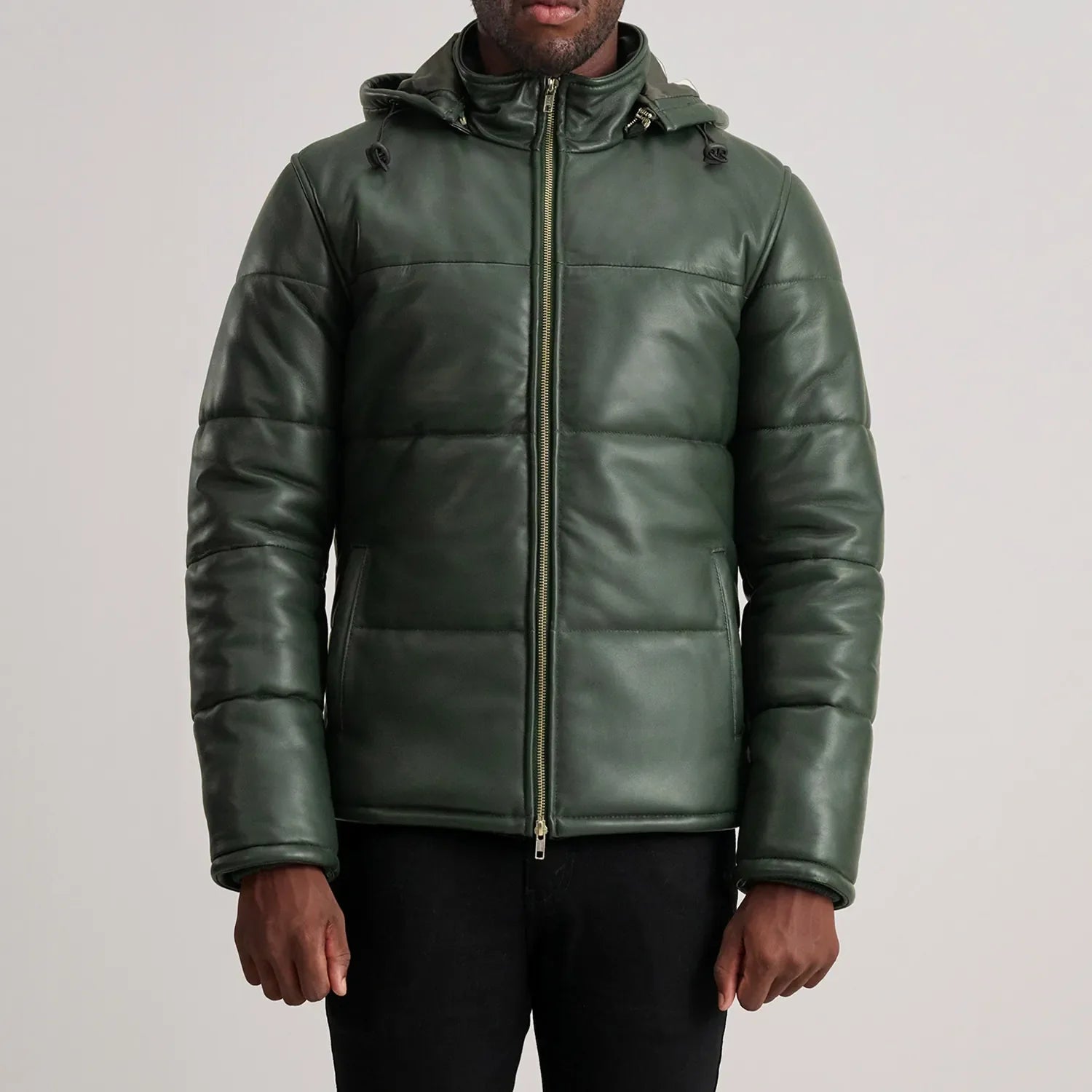 Gordon Green Hooded Leather Puffer Jacket by Dash Racegear - men Jacket view 4