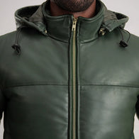 Gordon Green Hooded Leather Puffer Jacket by Dash Racegear - men Jacket view 6