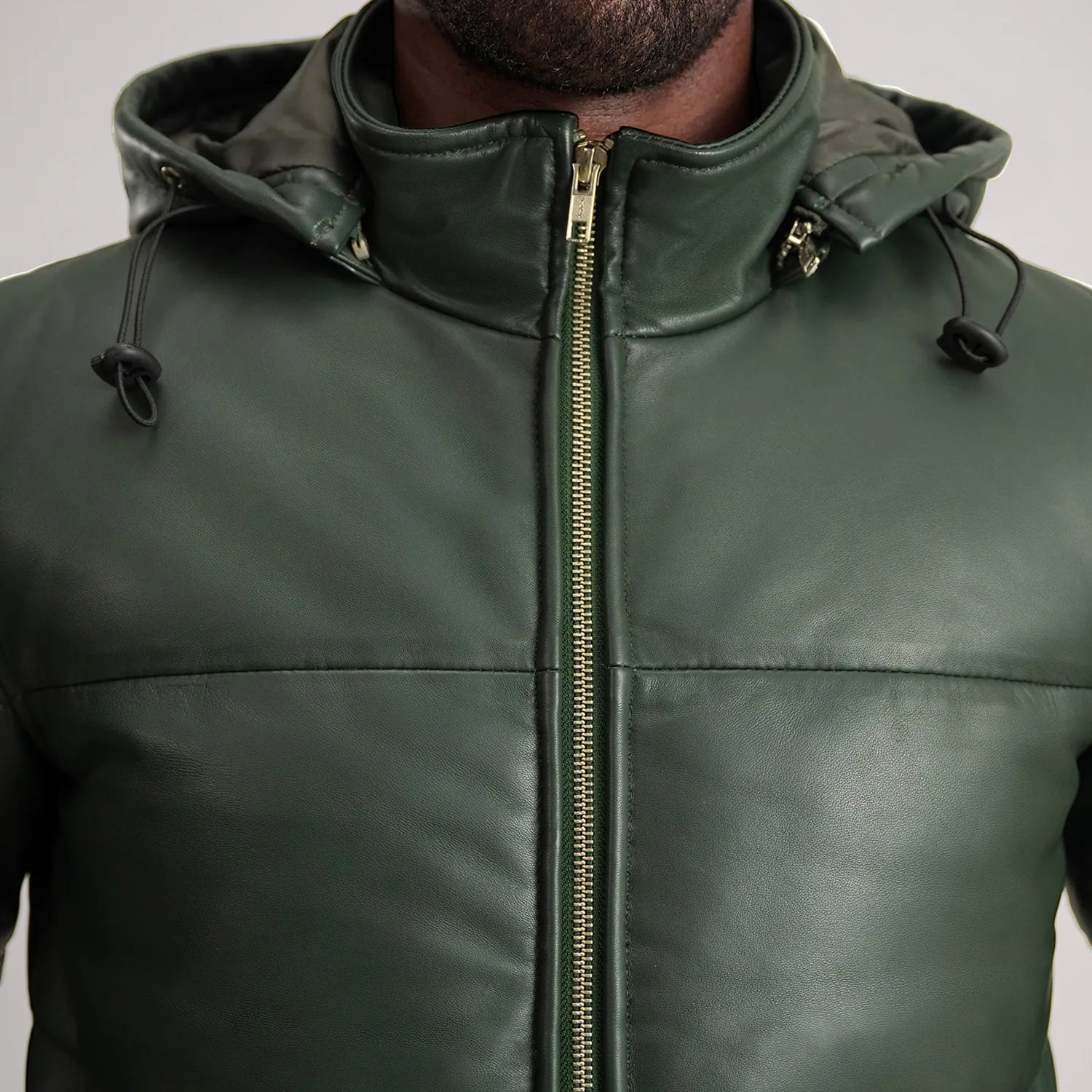 Gordon Green Hooded Leather Puffer Jacket by Dash Racegear - men Jacket view 6