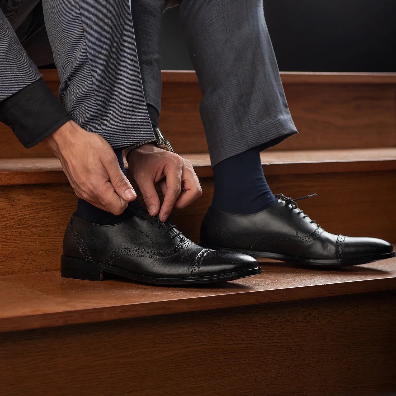 Greyson Brogues Oxford Black Leather Shoes by Dash Racegear - men Leather Shoes view 9