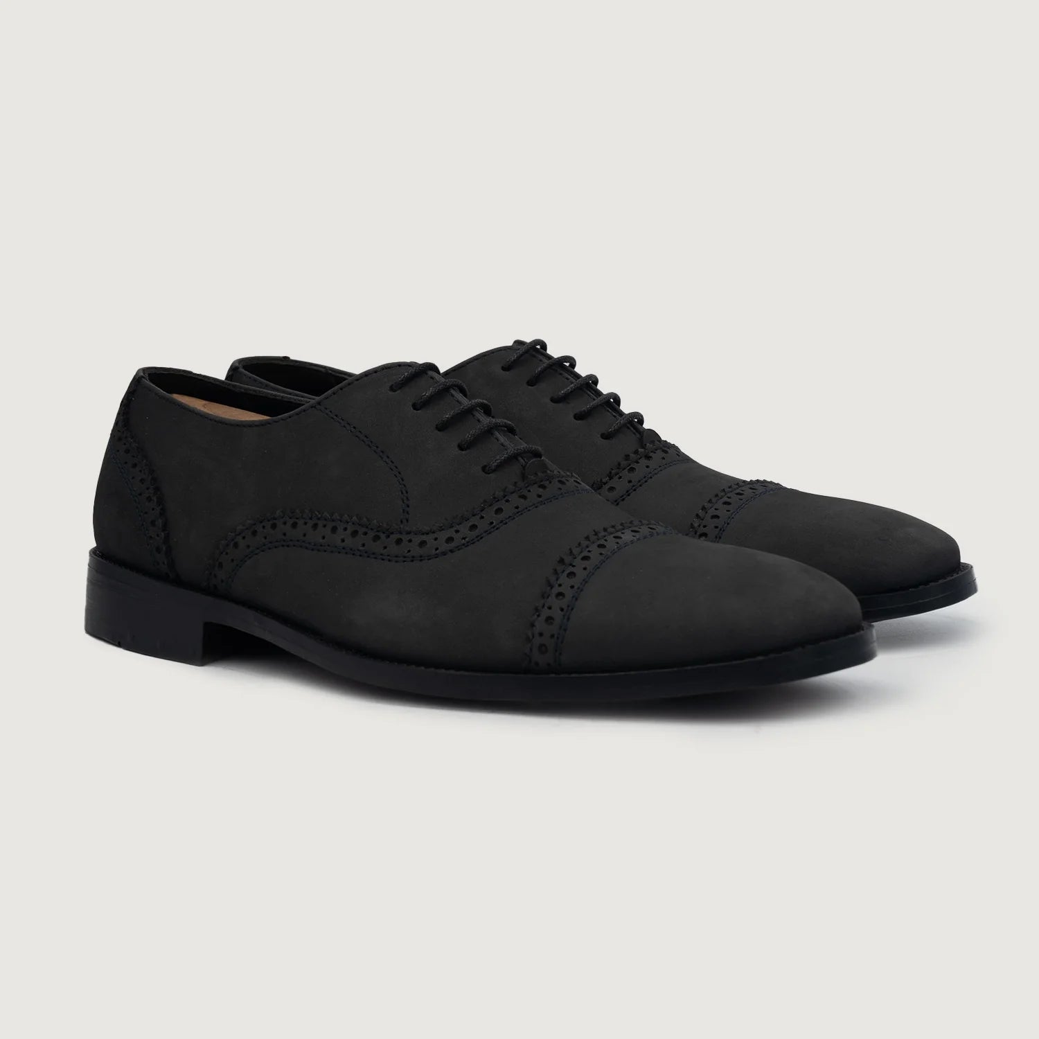 Greyson Brogues Oxford Black Nubuck Leather Shoes by Dash Racegear - men Leather Shoes view 1